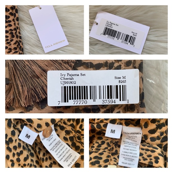 New! ULLA JOHNSON Ivy Cheetah Animal Print PJ Set - Picture 16 of 16
